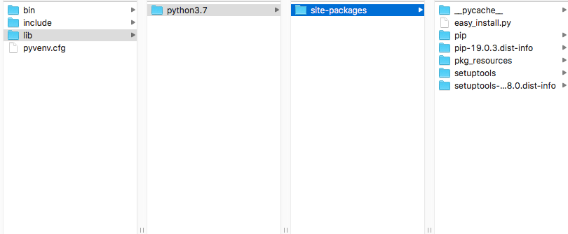 Folder structure of a virtual environment